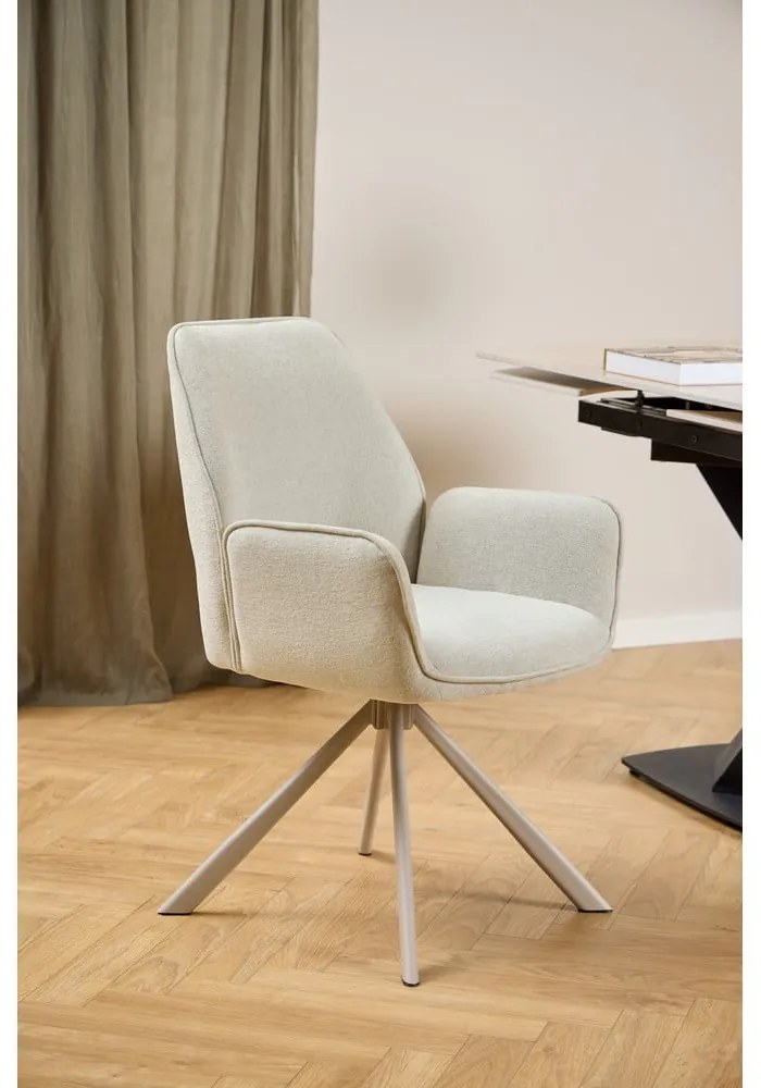 Бежов тапициран трапезен стол с подлакътници Graham – Actona