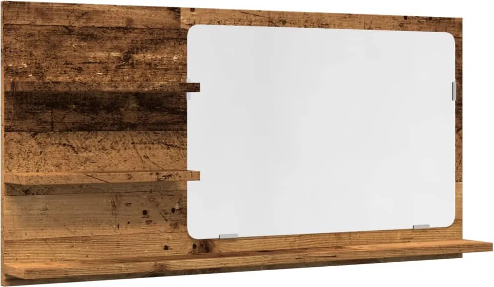 856262 vidaXL Шкаф за баня с огледало старо дърво 90x11x45 см инженерно дърво