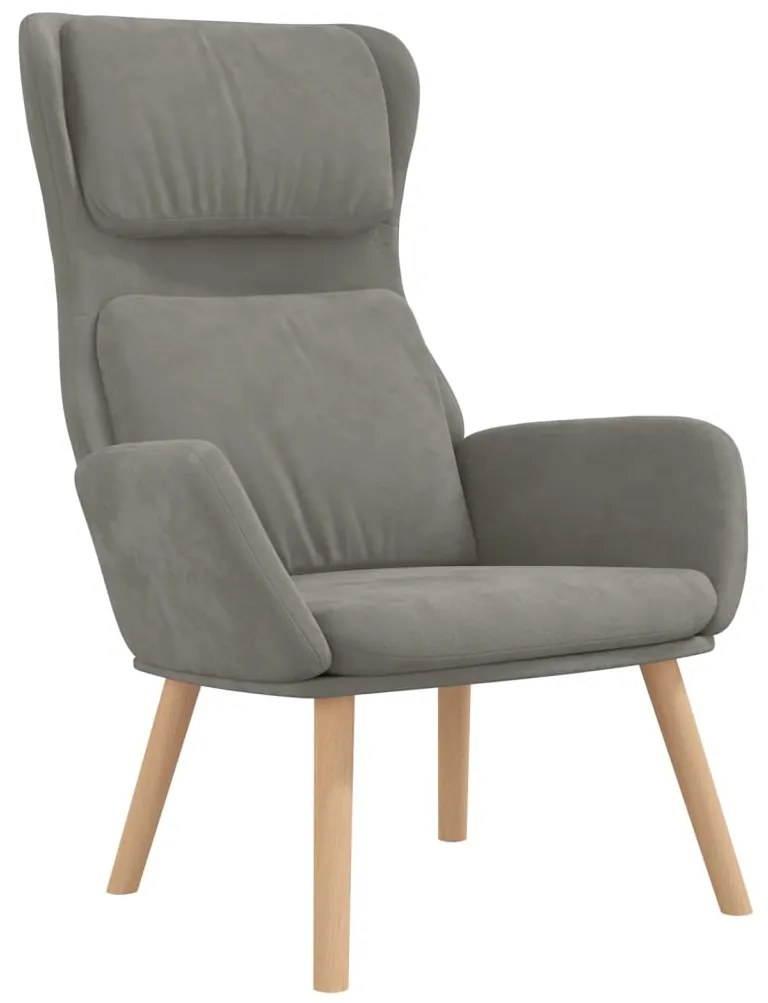 341351 vidaXL Релакс стол, светлосив, кадифе