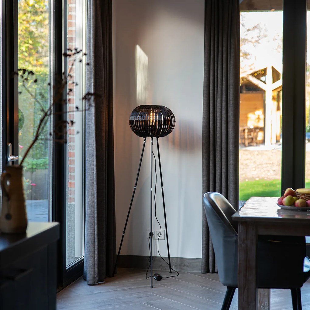 Модерна подова лампа триножник черна - Zoë