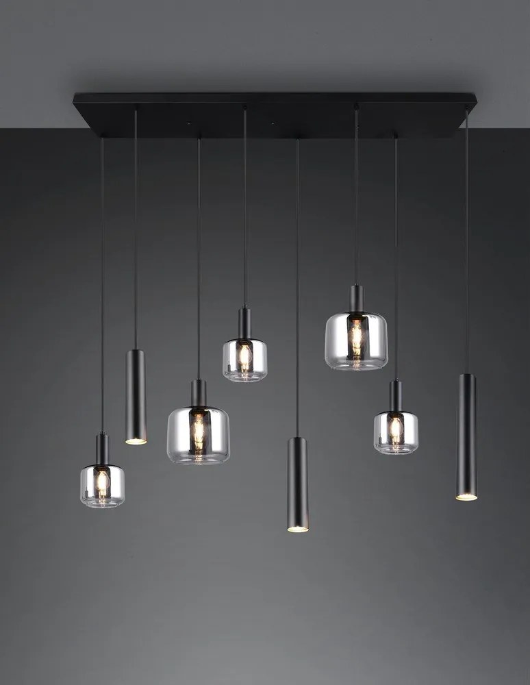 Черно висящо осветително тяло с метален абажур/със стъклен абажур Mataro – Trio