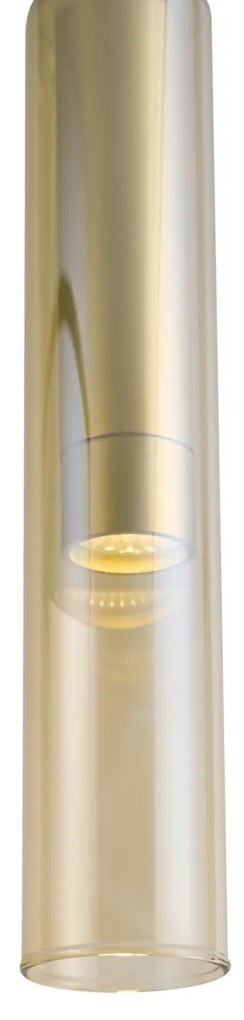 Модерен прожектор златен с кехлибарено стъкло за релсова система 1-фазна - Slimline Loyce