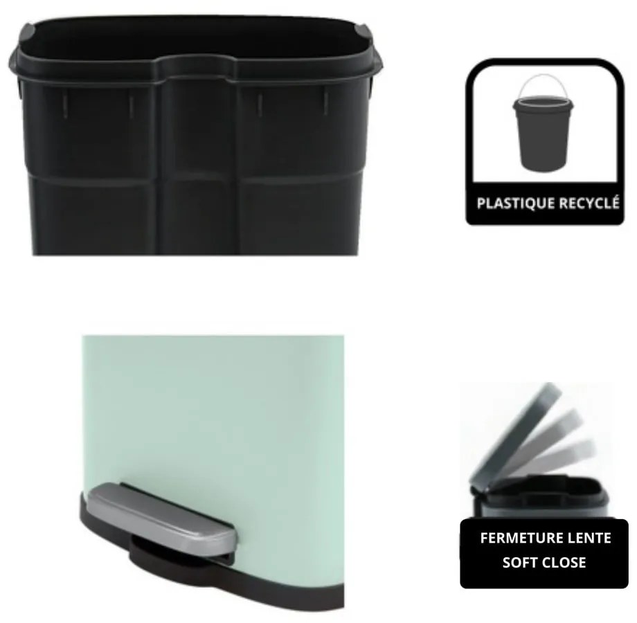 Стоманено кошче за боклук с педал в цвят мента 5 l Akira – Spirella