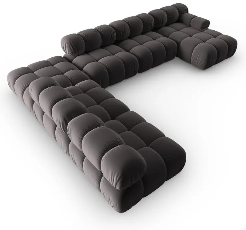 Тъмносив кадифен диван 379 cm Bellis - Micadoni Home