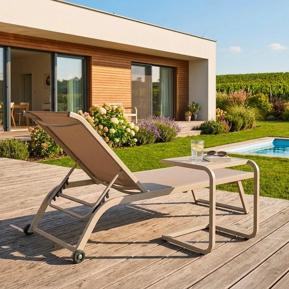 Градински шезлонг метален в естествен цвят Taylor – Bizzotto