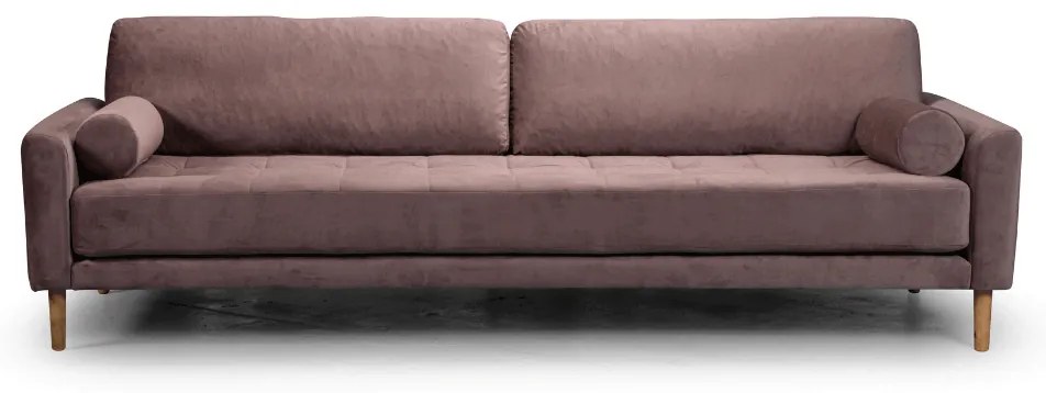 Четириместен диван Midcentury в ръждиво розово кадифе, 244/93/66 см