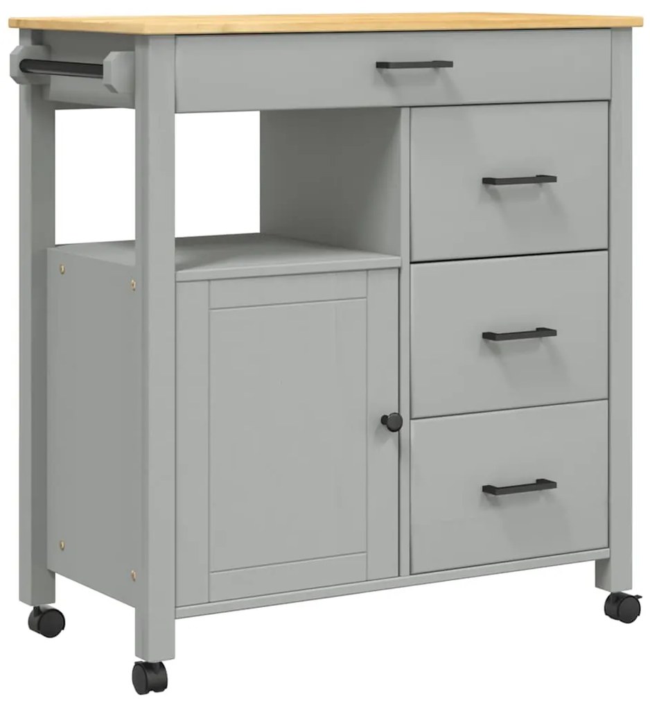 376110 vidaXL Кухненска количка "MONZA" 84x40x88,5 см борово дърво масив