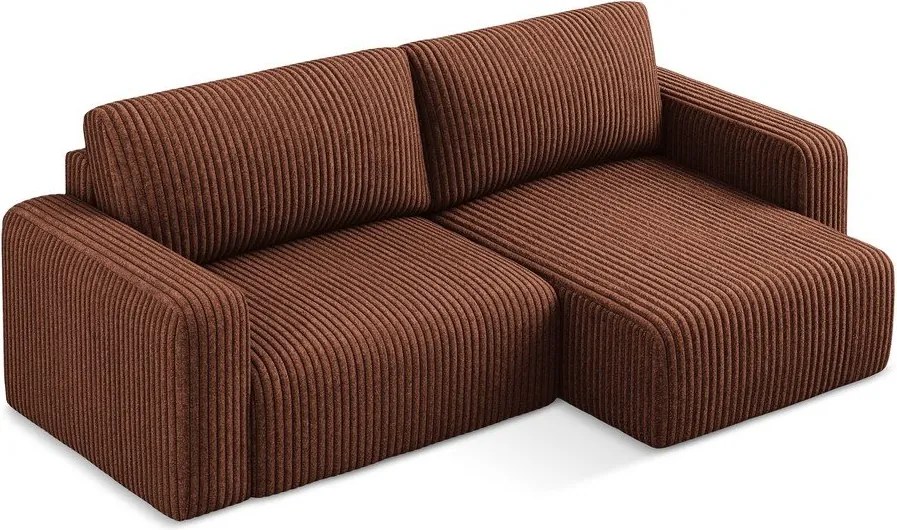 Теракотен сгъваем/с място за съхранение ъглов диван от рипсено кадифе (десен ъгъл) Kona – Makamii