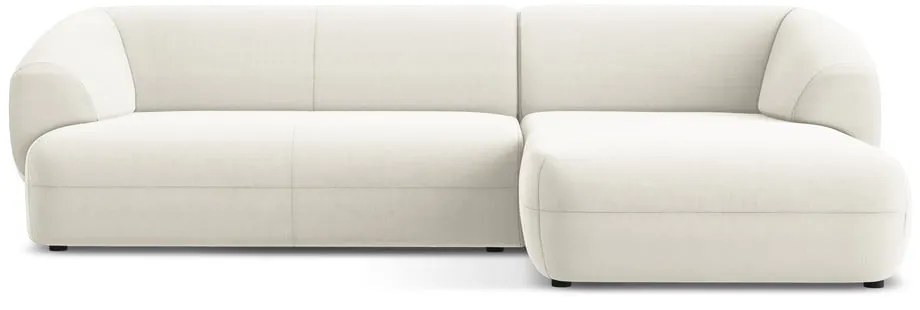 Бял кадифен ъглов диван (десен ъгъл) Moana – Makamii