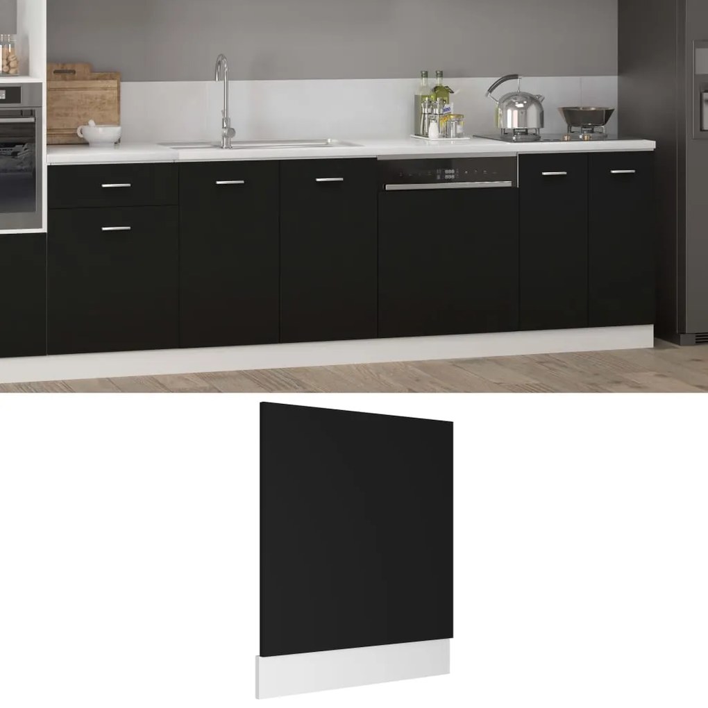 802563 vidaXL Панел за съдомиялна машина, Lyon черен, 59,5x3x67 см