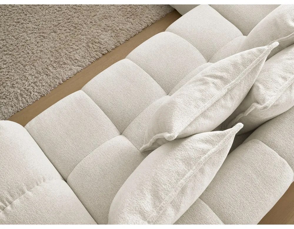 Бял шенилов сгъваем/с място за съхранение ъглов диван (ляв ъгъл/L форма) Everest – Bobochic Paris