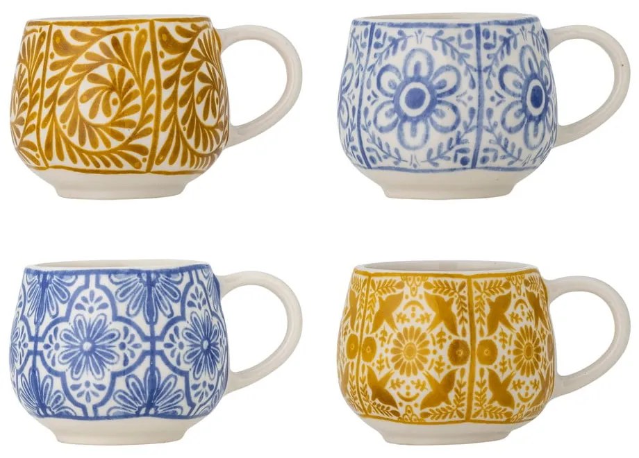 Сини/оранжеви глинени чаши в комплект от 4 бр. за еспресо 155 ml Milton – Bloomingville