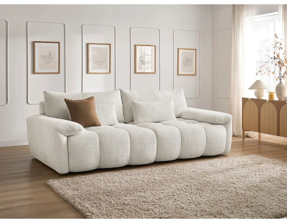 Бял шенилов диван 264 cm Ivane – Bobochic Paris