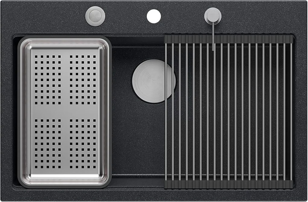 гранитна мивка MARC 110 WORKSTATION Black Metallic