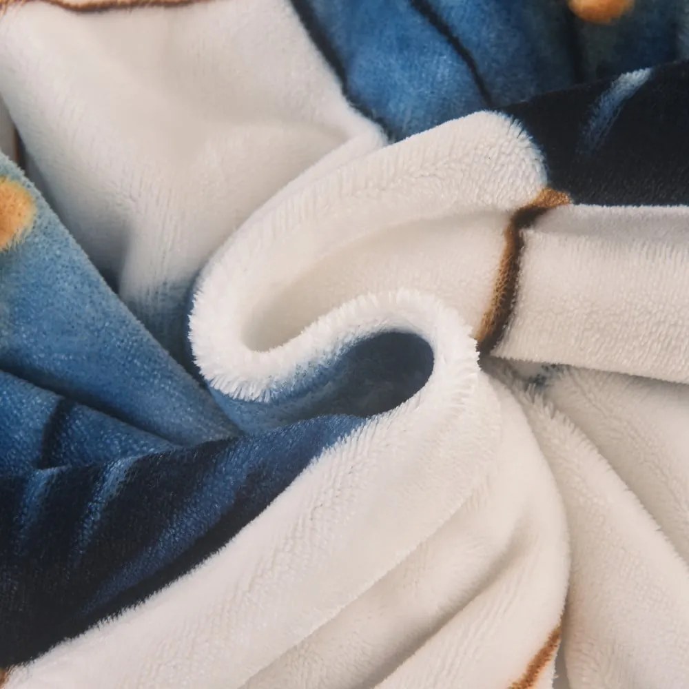 Тъмносиньо единично спално бельо от микроплюш 140x200 cm Marbella – My House