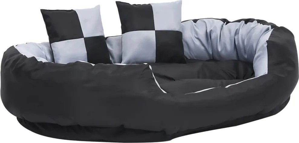 Реверсивно и миещо се кучешко легло, сиво и черно, 110x80x23 см