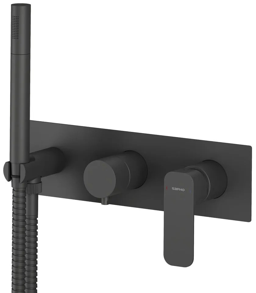 Матово-черна вградена душ батерия (3 изхода) Spy – Sapho