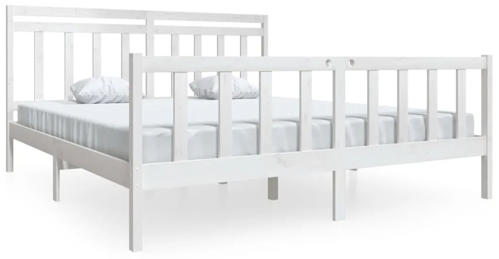 3100974 vidaXL Рамка за легло бяла 180x200 см Super King дърво масив