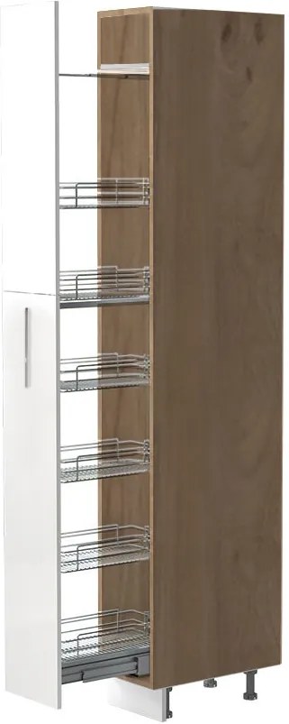 Висок подов шкаф Raval K23-30-1KZ-Walnut - White glossy