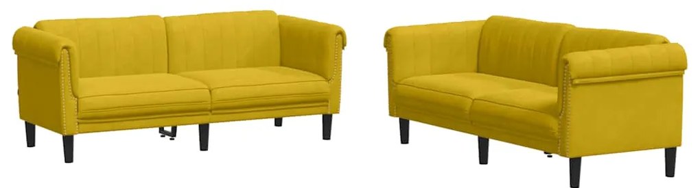 3209225 vidaXL Комплект дивани от 2 части, жълт, кадифе