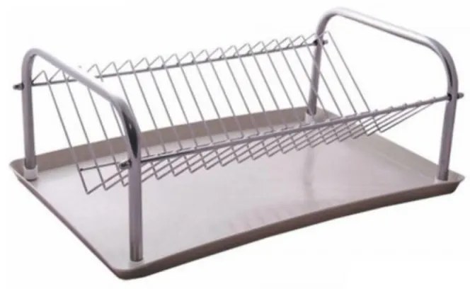 Сушилник за съдове Rosini SS-10402, Подвижна тава за отцеждане 16х40х25 см, Сребрист