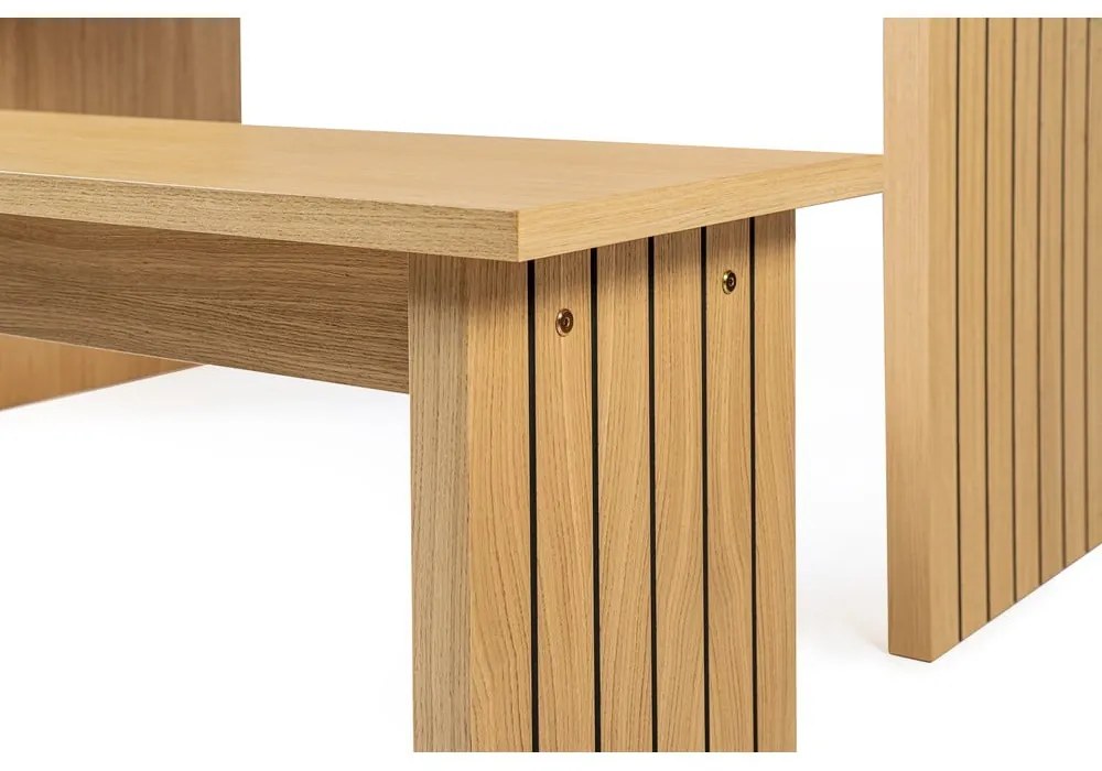 Маса за хранене с дъбов плот 90x160 cm Stripe - Woodman