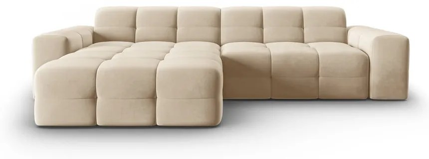 Бежов ъглов диван от кадифе (ляв ъгъл) Kendal - Micadoni Home