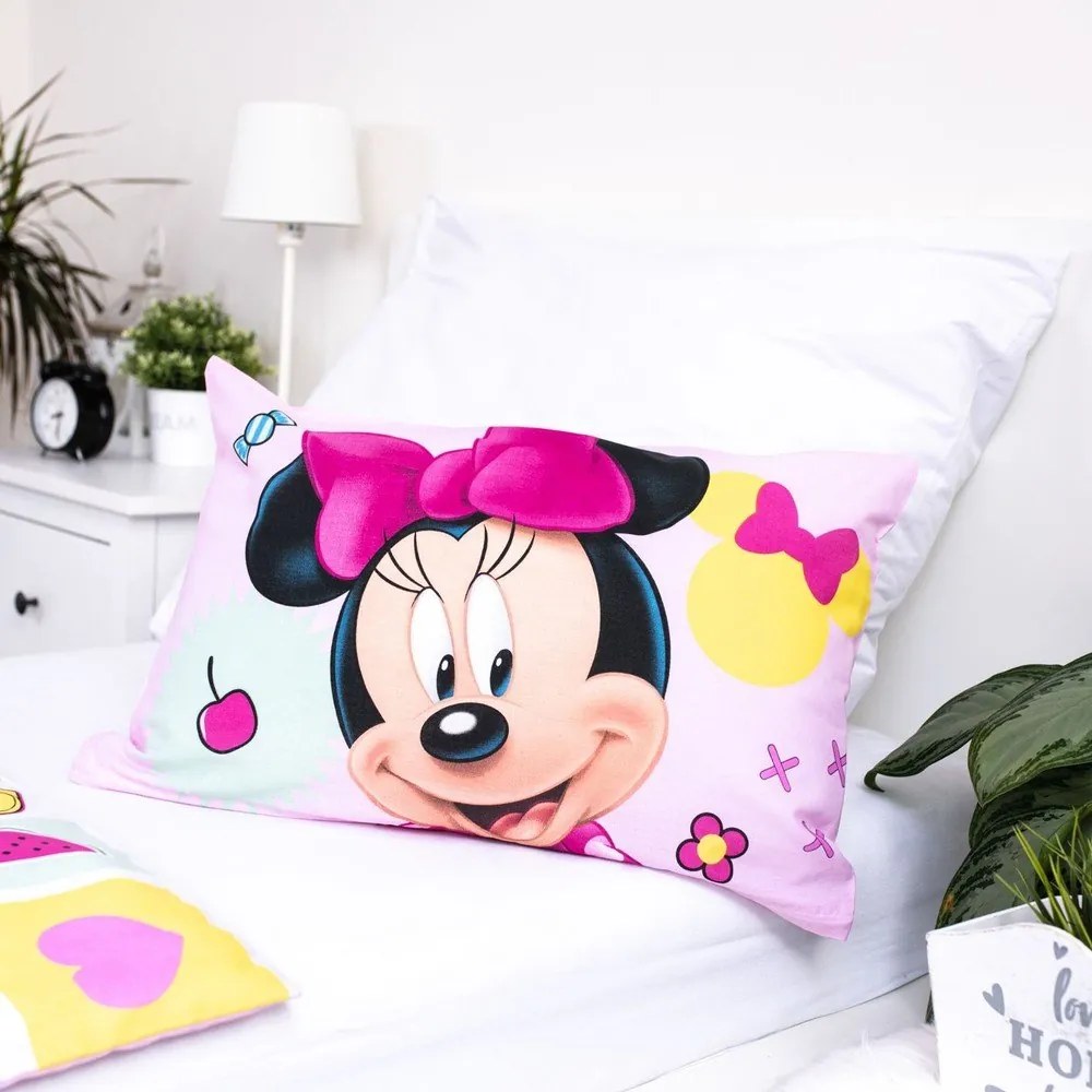 Розово памучно детско спално бельо 100x135 cm Minnie "Sweet" – Jerry Fabrics