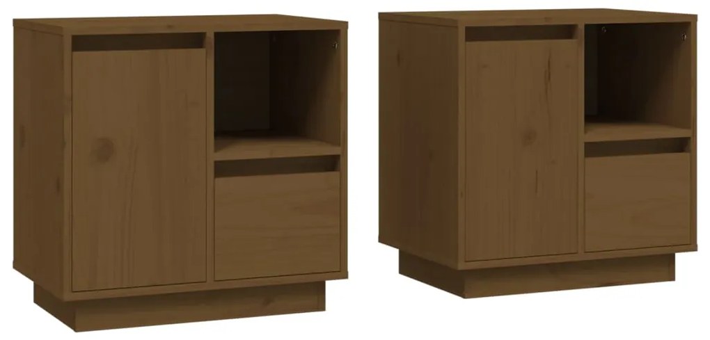 814486 vidaXL Нощни шкафчета, 2 бр, меденокафяви, 50x34x50 см, бор масив