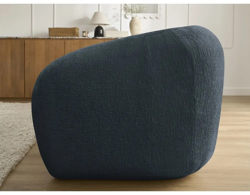 Тъмносин шенилов сгъваем диван 228 cm Neyo – Bobochic Paris
