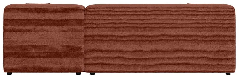 Ъглов диван от рипсено кадифе в тухлен цвят (десен ъгъл) Martin – Ropez