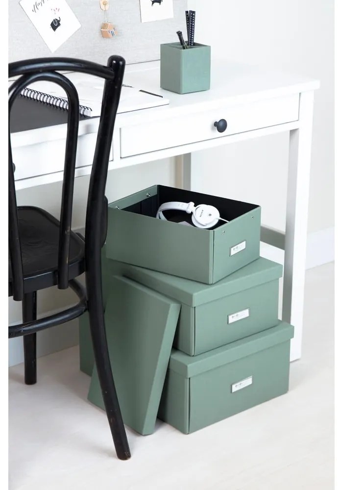 Картонена кутия за съхранение тюркоазена с капак 34,5x45x18,5 cm Katrin Canvas Paper Laminate – Bigso