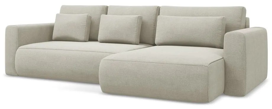 Бежов разтегателен ъглов диван с място за съхранение (десен ъгъл) Kapua – Makamii