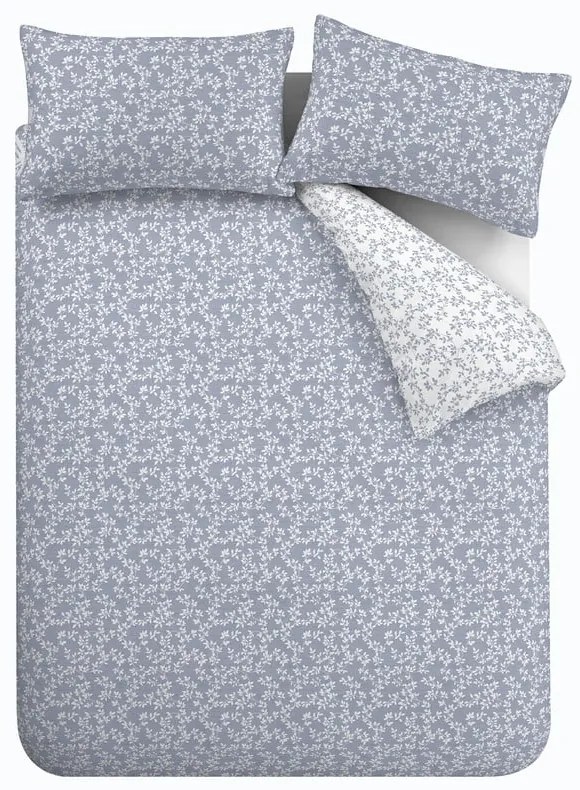 Синьо и бяло памучно спално бельо за двойно легло 200x200 cm Shadow Leaves - Bianca