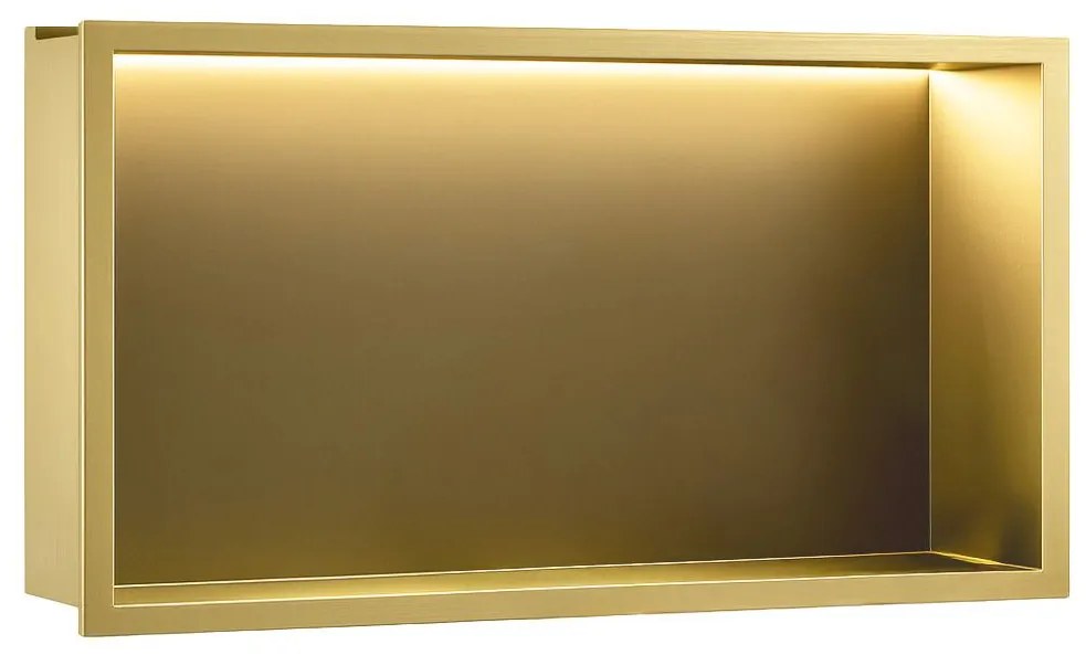 Вграден рафт за баня  LED 30x60 brush gold