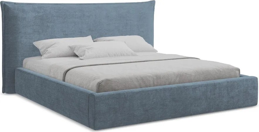 Синьо двойно легло 180x200 cm тапицирано с място за съхранение с включена подматрачна рамка Esala – Makamii