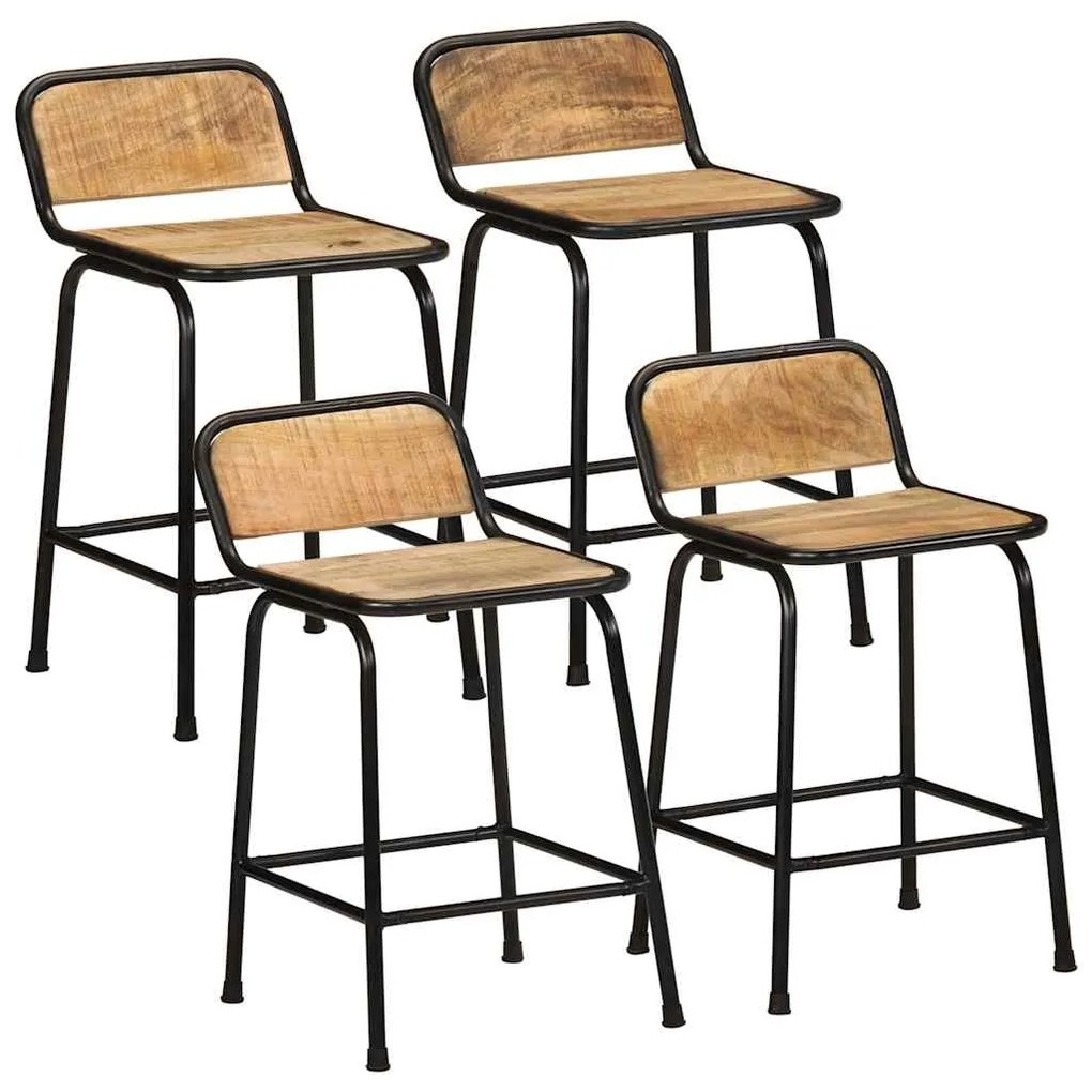 4013535 vidaXL Бар табуретки, 4 бр, 46x35,5x70 см, мангово дърво Грубо масив