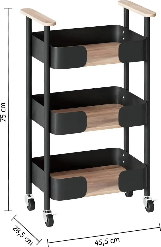 Кухненска количка 5five Blackwood, Средна, Метал и MDF