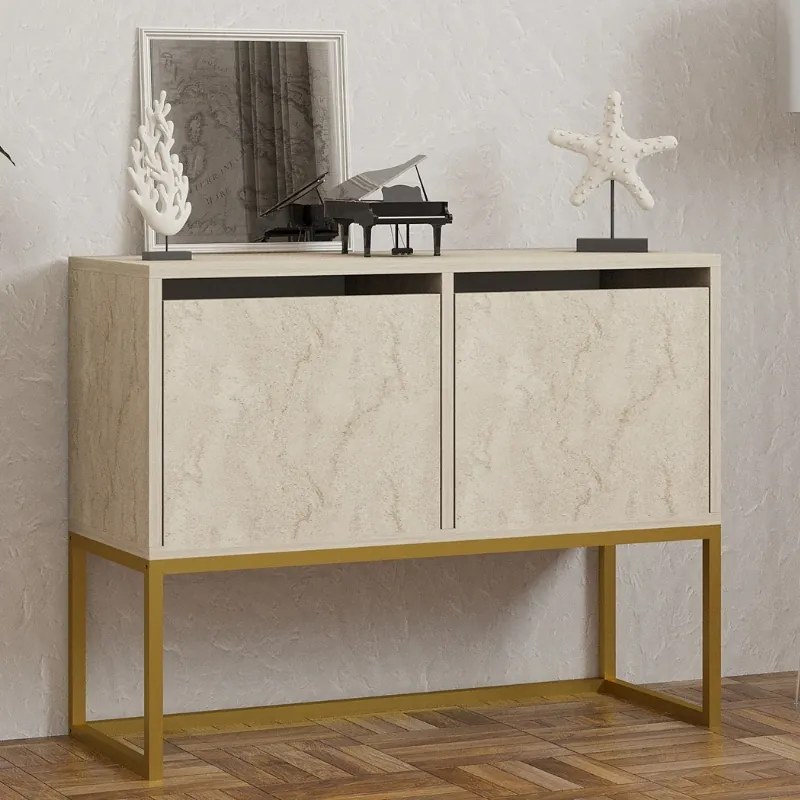 Шкаф Zermat TopMebel от меламин в бежов травертин - златист цвят 90x34x70cm