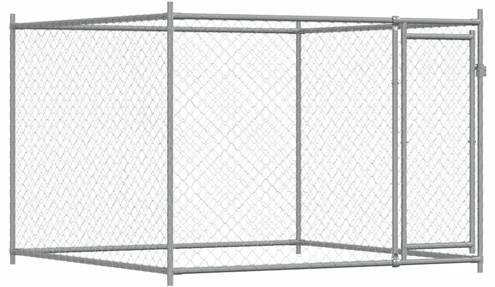 172562 vidaXL Кучешка клетка с врата сива 2x2x1,5 м поцинкована стомана