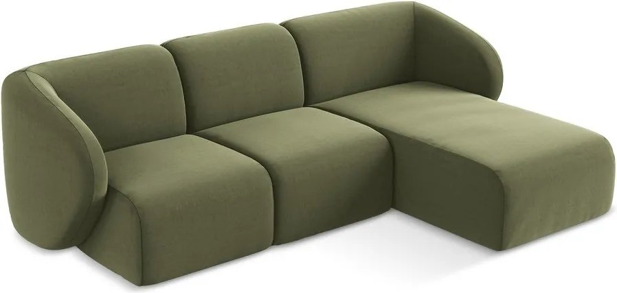 Зелен кадифен ъглов диван (десен ъгъл) Lani – Makamii