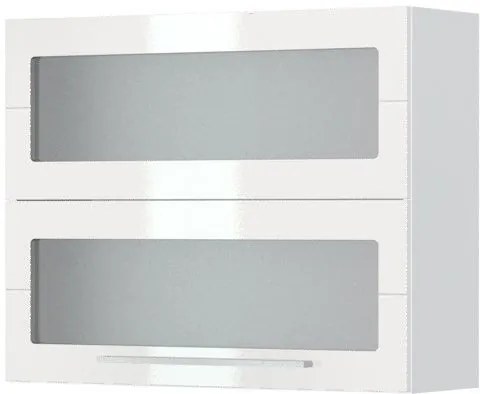 Висящ шкаф Hudson V7-90-2KSP with Витрина-White - White glossy