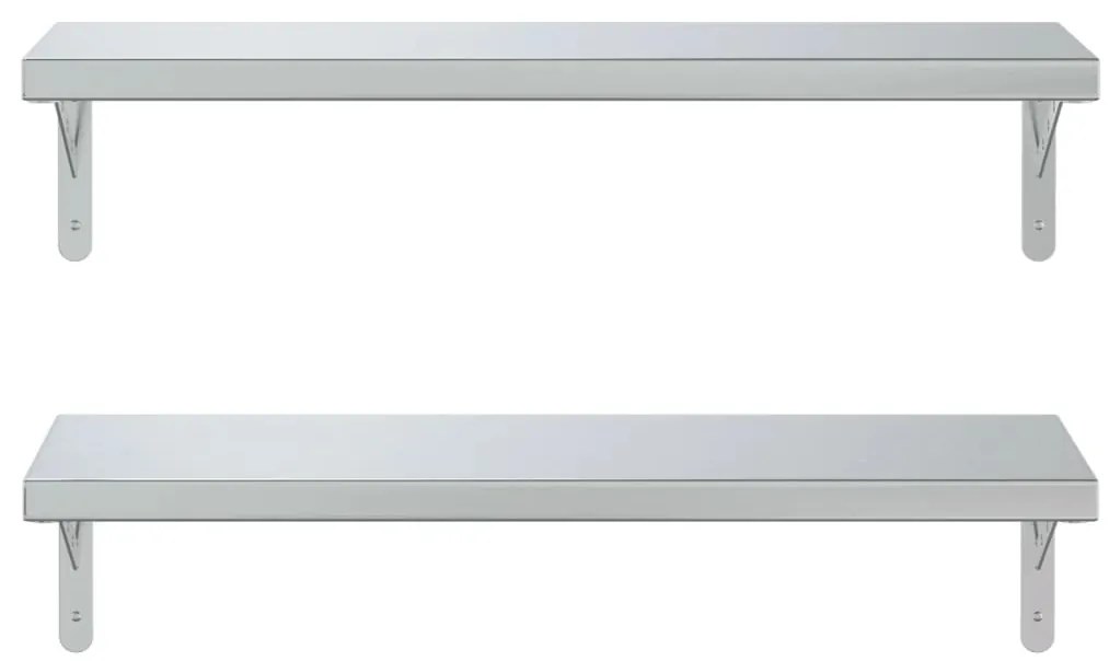 Стенни рафтове 2 бр 75x23,5 см сребристи неръждаема стомана