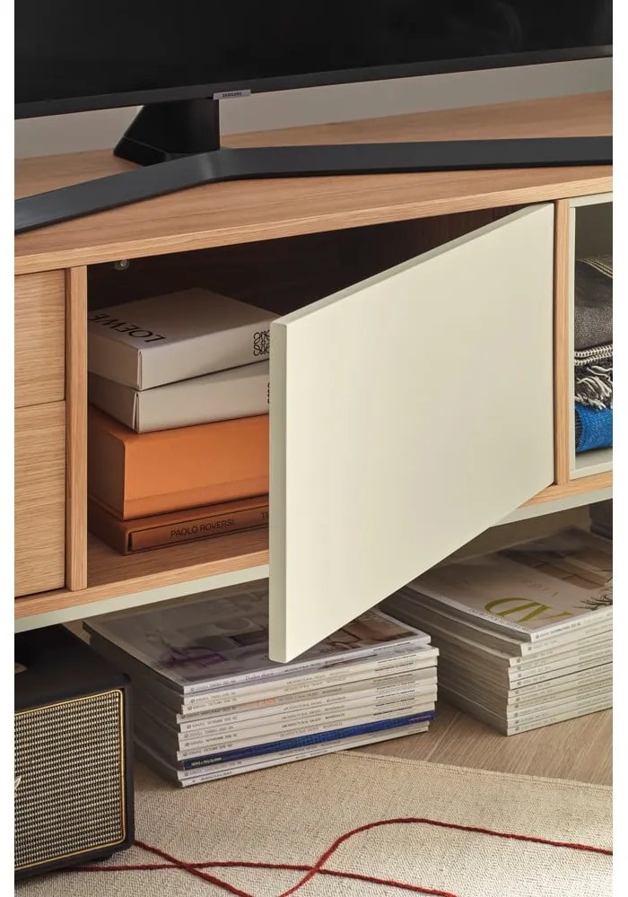 Кремавобял ТВ скрин с дъбов фурнир Yoko - Teulat