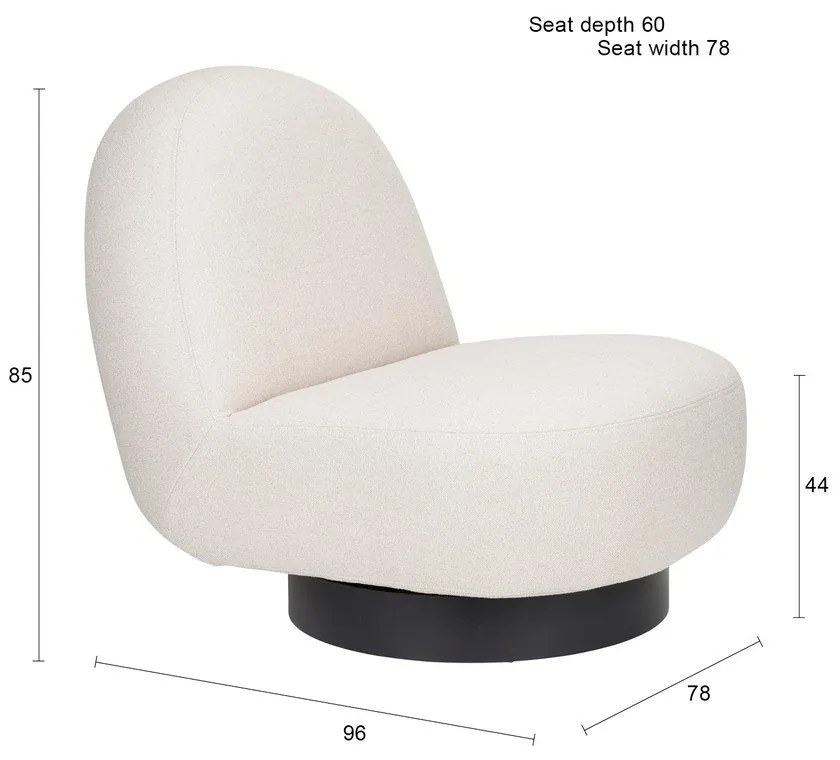 Кремаво въртящо се кресло Eden – Zuiver