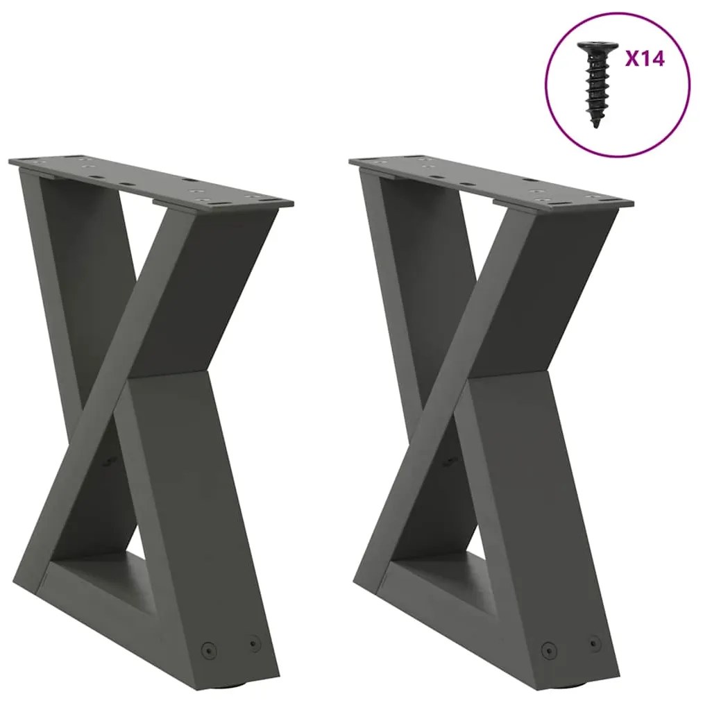 4012682 vidaXL Крака за масичка за кафе, 2 бр., антрацит, 40x(30-31,3) см, стомана