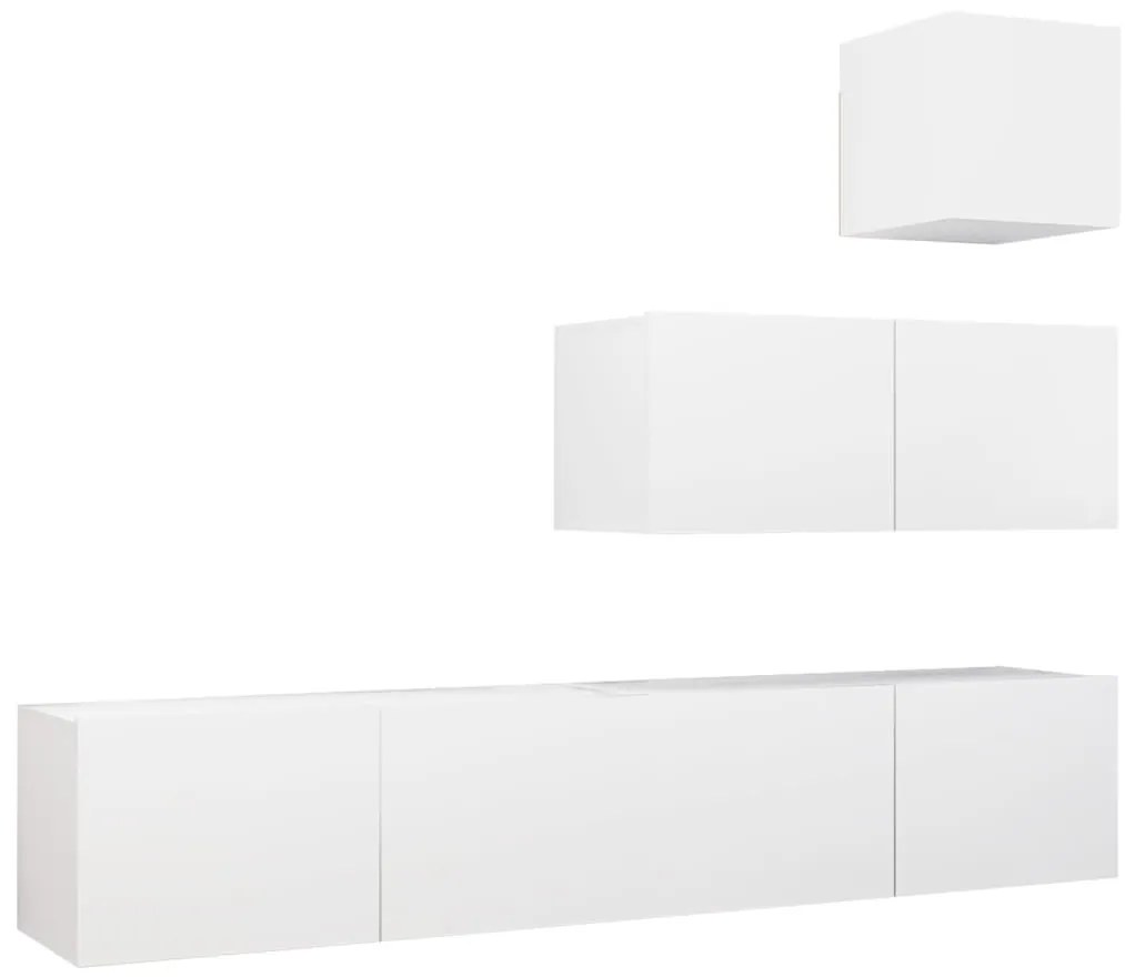 3078736 vidaXL Комплект ТВ шкафове от 4 части, бял, инженерно дърво