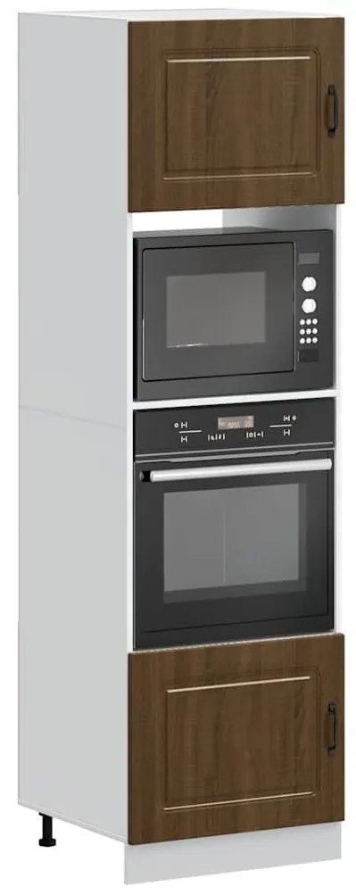 3315038 vidaXL Шкафове за фурна, 2 бр. "Kalmar", кафяв дъб, инженерна дървесина