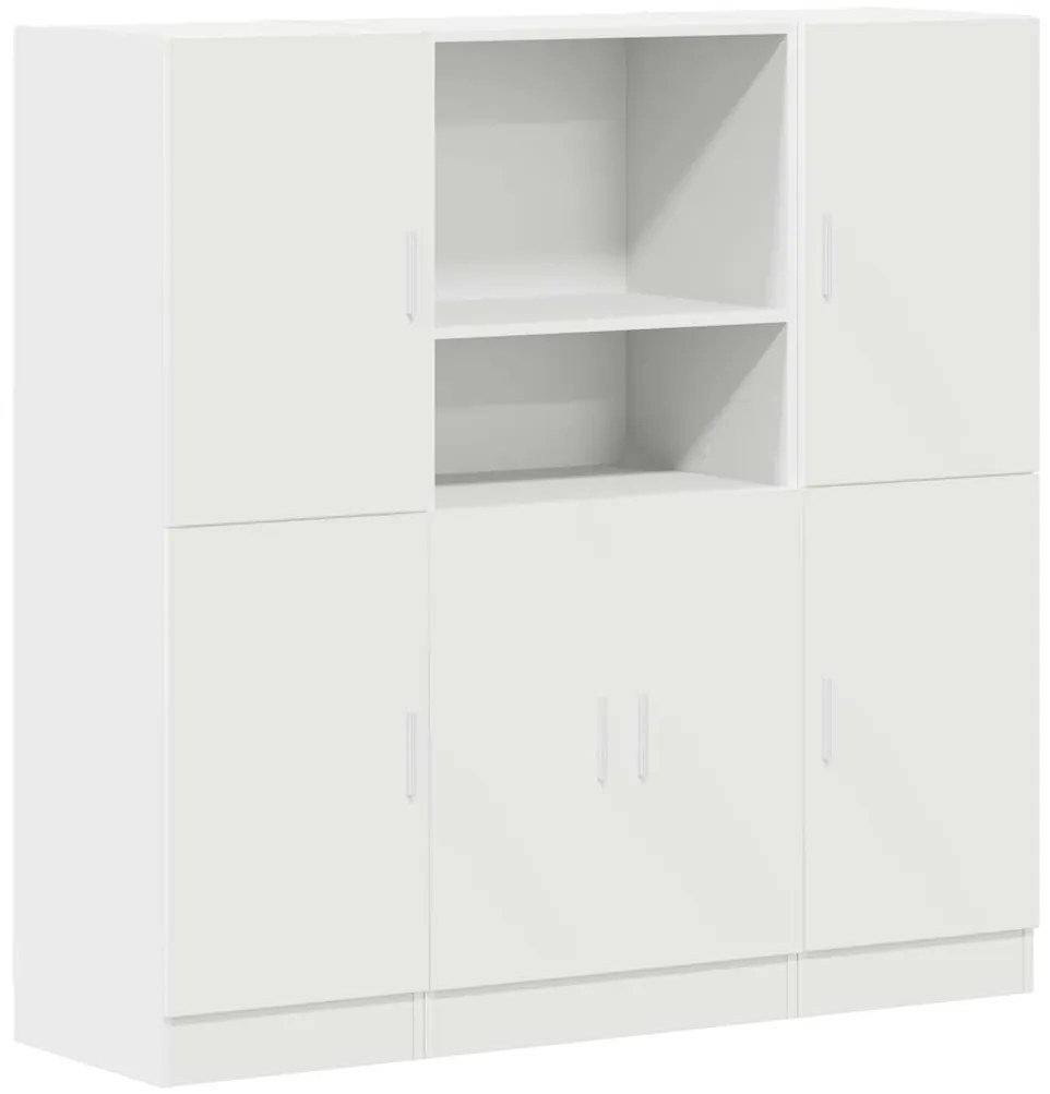 3324151 vidaXL Комплект кухненски шкафове от 3 части, Бяло, инженерно дърво