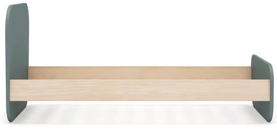 Сиво-зелено детско легло 90x190 cm от декор от бор с включена подматрачна рамка Esteban – Marckeric